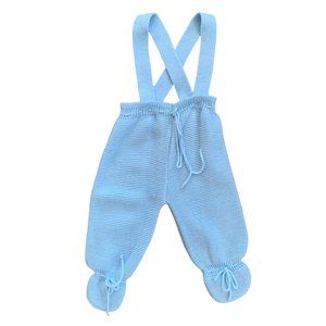 Vintage Layette Hand Knit Pastel Footed Overalls
